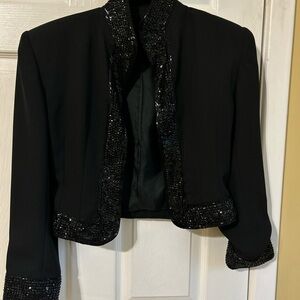 Elegant Black Sequin-Trimmed Women's Jacket & Gown